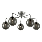 Photograph: Dar Feya 5 Light Semi Flush Ceiling Light in Polished Chrome Complete With Smoked Glasses