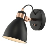 Photograph: Dar Frederick FRE0722 Matt Black & Polished Copper Single Wall Light