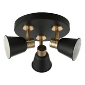 Photograph: Dar Fry FRY7654 Matt Black & Polished Gold 3 Light Spotlight