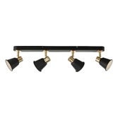 Photograph: Dar Fry FRY8454 Matt Black & Polished Gold 4 Light Spotlight