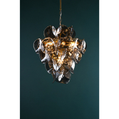 Photograph: Dar Genoa 8 Light Natural Brass Pendant Comeplete With Smoked Glass