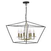 Photograph: Dar Gretchen GRE0654 6 Light Pendant In Matt Black & Polished Brass Finish