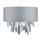 Photograph: Dar Halle HAL0939 2 Light Wall Light Crystal Complete With Satin Grey Shade