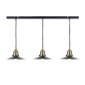 Photograph: Dar Hannover HAN0354 Black & Antique Brass Finish 3 Light Bar Pendant