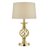 Photograph: Dar Iffley IFF4135 Gold Twist Touch Table Lamp Complete With Cream Faux Silk Shade