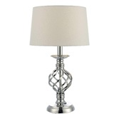 Photograph: Dar Iffley IFF4150 Polished Chrome Twist Touch Table Lamp Complete With Ivory Faux Silk Shade