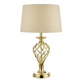 Photograph: Dar Iffley IFF4335 Gold Twist Touch Table Lamp Complete With Cream Faux Silk Shade