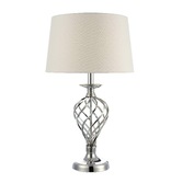 Photograph: Dar Iffley IFF4350 Polished Chrome Twist Touch Table Lamp Complete With Ivory Faux Silk Shade