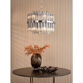 Photograph: Dar Imani 12 Light Pendant Polished Chrome and Smoked Ribbed Glass