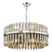 Photograph: Dar Imani 16 Light Pendant Polished Chrome and Smoked Ribbed Glass