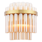 Photograph: Dar Imani 2 Light Wall Light Natural Brass and Champagne Ribbed Glass