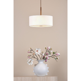 Photograph: Dar Isla Antique Bronze 3 Light Fabric Pendant Light Complete With Ivory Shade - 40cm