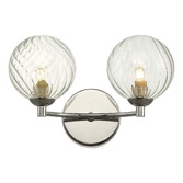 Photograph: Dar Izzy 2 Light Wall Light In Polished Chrome Complete With Twisted Glass