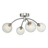 Photograph: Dar Izzy 4 Light Semi-Flush Ceiling Light In Polished Chrome Complete With Twisted Glass