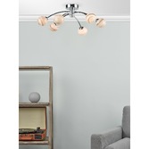 Photograph: Dar Izzy 6 Light Semi-Flush Ceiling Light In Polished Chrome Complete With Swirl Glass