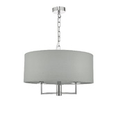 Photograph: Dar Jamelia JAM0339 3 Light Pendant In Polished Chrome Finish Complete With Grey Shade