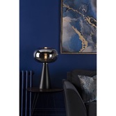 Photograph: Dar Jensen Large Table Lamp Satin Black With Smoked Glass & Polished Chrome Detail