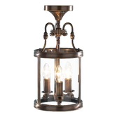 Photograph: Dar Lambeth LAM0375 Antique Brass Finish 3 Light Dual Mount Lantern