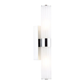Photograph: Dar Lars 2 Light Bathroom Wall Light In Polished Chrome With White Frosted Acrylic Shades -  IP44