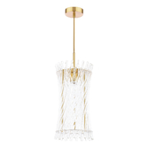 Photograph: Dar Loire Natural Brass Single Pendant Complete With Clear Glass Rods