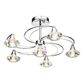 Photograph: Dar Luther LUT0650 Polished Chrome 6 Light Semi Flush Ceiling Light