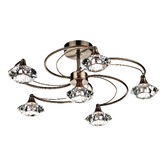 Photograph: Dar Luther LUT0675 Antique Brass 6 Light Semi Flush Ceiling Light