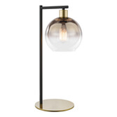 Photograph: Dar Lycia Gold/Black Finish Single Table Lamp Complete With Gold To Clear Ombre Glass Globe - Switched