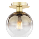 Photograph: Dar Lycia Gold Finish 1 Light Flush Ceiling Light Complete With Gold To Clear Ombre Glass Globe