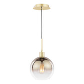 Photograph: Dar Lycia Gold Finish Single Pendant Light Complete With Gold To Clear Ombre Glass Globe
