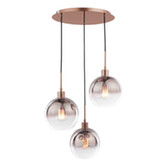 Photograph: Dar Lycia Satin Bronze Finish 3 Light Cluster Pendant Light Complete With Bronze To Clear Ombre Glass Shades
