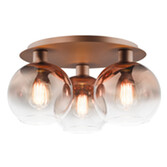 Photograph: Dar Lycia Satin Bronze Finish 3 Light Flush Light Complete With Bronze To Clear Ombre Glass Shades