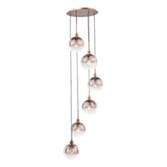 Photograph: Dar Lycia Satin Bronze Finish 6 Light Custer Pendant Light Complete With Bronze To Clear Ombre Glass Shades