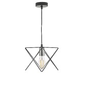 Photograph: Dar Midi MID0150 Single Pendant In Matt Black and Polished Chrome Finish