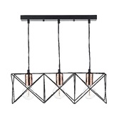 Photograph: Dar Midi MID0322 Matt Black & Polished Copper 3 Light Bar Pendant