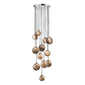 Photograph: Dar Mikara 12 Light Cluster Pendant In Polished Chrome Complete With Planet Glasses 1.5M