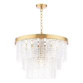 Photograph: Dar Moesha Natural Brass Finish Round Pendant Light Complete With Ribbed Glass Drops