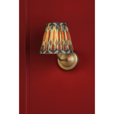 Photograph: Dar Navarro Wireless USB Rechargeable Wall Light Matt Antique Brass With Red Mix Pattern Shade - Touch Dimmable 2800K Warm White LED