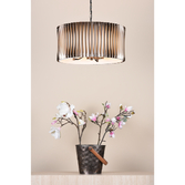 Photograph: Dar Netra Satin Bronze 3 Light Pendant Complete With Ivory Shade Inner