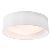 Photograph: Dar Nysa 2 Light Flush Ceiling Light With White Faux Silk Shade - 40cm