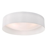 Photograph: Dar Nysa 3 Light Flush Ceiling Light With White Faux Silk Shade - 60cm