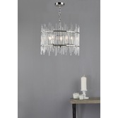 Photograph: Dar Olyn OLY0538 5 Light Pendant In Polished Nickel Finish With Glass Rods