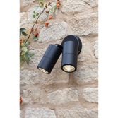 Photograph: Dar Ortega ORT0922 Exterior 2 Light Wall Light In Matt Black Finish - IP65