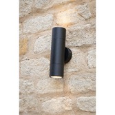 Photograph: Dar Ortega ORT3222 Exterior 2 Light Wall Light In Matt Black Finish - IP65