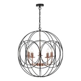 Photograph: Dar Phoenix PHO0522 Matt Black & Polished Copper Finish 5 Light Pendant