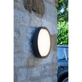 Photograph: Dar Ralph RAL5039 Exterior Large Round Flush Ceiling/Wall Light In Anthracite With White Plastic Diffuser - IP65