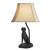 Photograph: Dar Rover ROV4263-X Brushed Bronze Finish Table Lamp Complete With Gold Faux Silk Shade