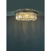 Photograph: Dar Sigourney 6 Light Flush Polished Nickel and Crystal