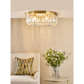 Photograph: Dar Sigourney 6 Light Flush Satin Gold and Crystal