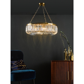 Photograph: Dar Sigourney 8 Light Pendant Satin Gold and Crystal