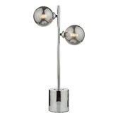 Photograph: Dar Spiral 2 Light Table Lamp Polished Chrome With Smoked Glass Globes